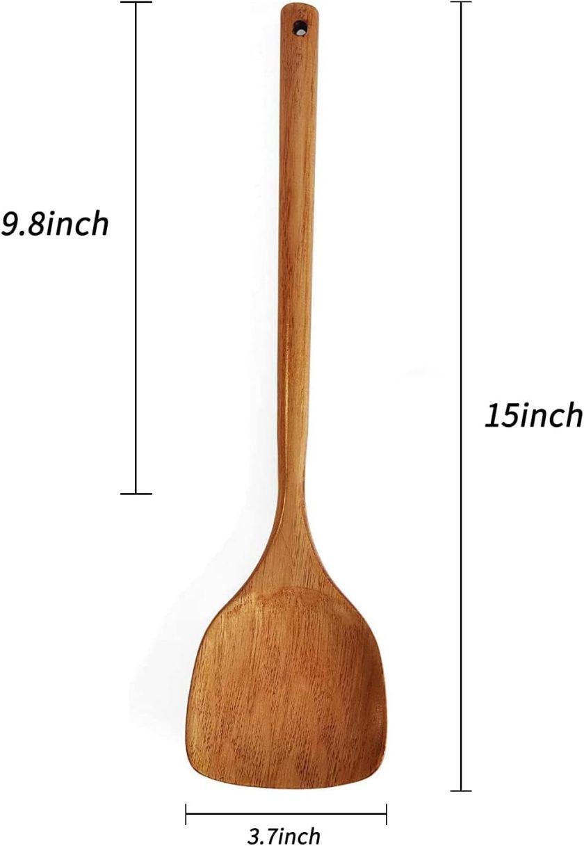 Wooden Spatula with Long Handle for Cooking Kitchen Cookware - Image 2