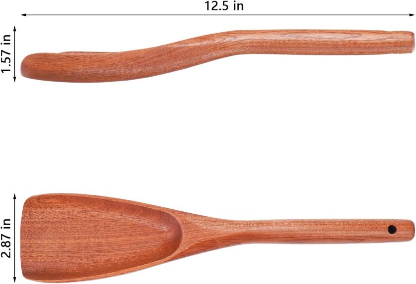 Cooking Spatula for Nonstick Cookware, Wooden Spatula Spoon for Cooking, Stirring, Scooping, Scraping, Serving, Wooden Cooking Utensil Spoon and Spatula in one (sapele wood) - Image 2