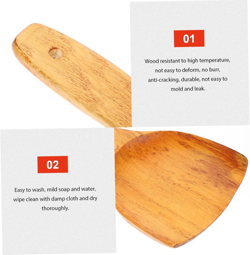 2pcs Silicone Spoons Bamboo Cooking Utensils Bamboo Kitchen Utensils Wood Shovel Baking Spatula Wok Flipper Wooden Cooking Tool Non Stick Pan Scraper Kitchenware Wooden Pancakes - Image 2